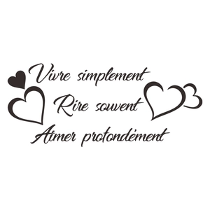 Minimalist black French quote wall sticker with elegant hearts for home wall decoration