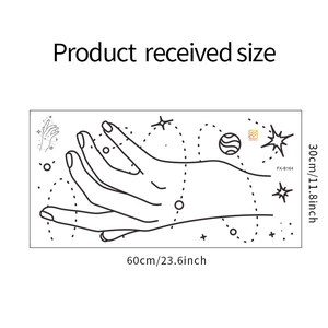 Detail view of artistic star and hand wall sticker dimensions 60cm x 30cm for home decor