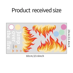 Detailed sheet view of FX-B220 cartoon fire jumping wall stickers for kid bedroom