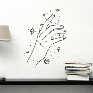 Minimalist hand and stars wall sticker for artistic bedroom and entryway decoration