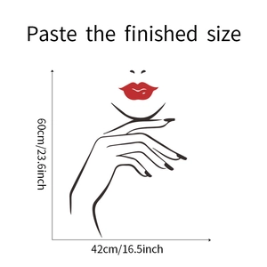 Detailed dimensions of the minimalist woman wall decal showing the final 60x42cm size