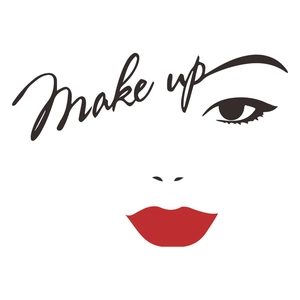 Modern minimalist red lip woman face wall sticker with Make up artistic lettering