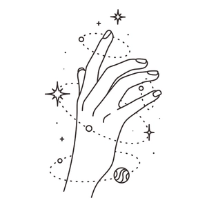 Minimalist hand and stars wall decal featuring elegant black line art for bedroom decoration
