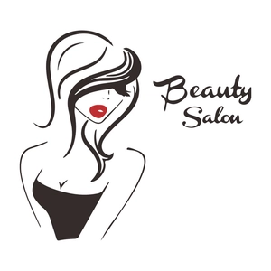 Minimalist beauty salon wall sticker featuring a black and red woman profile vector art