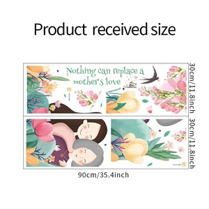 Self-adhesive floral wall sticker set for Mother's Day featuring birds and figures