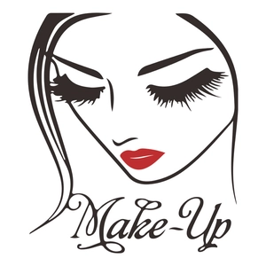 Eyelash wall decal featuring a woman with long lashes and red lips for beauty salon decor