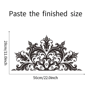 Detail view of Mandala wall sticker showing 56x28cm dimensions and intricate vine patterns