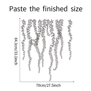 Detailed dimension layout showing black vine wall sticker measuring 84.3cm by 70cm
