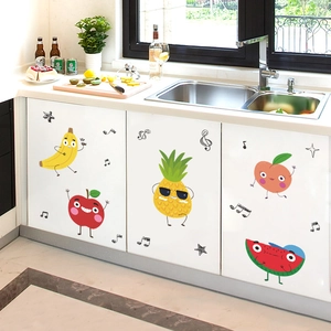 Cute fruit cartoon wall stickers with musical notes for children's bedroom decor