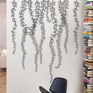 Artistic black willow branch wall sticker decal for minimalist bedroom and living room decor