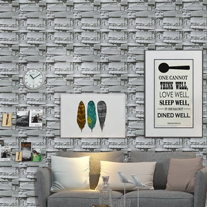 Grey 3D Brick Stone Texture Wallpaper Self-Adhesive PVC Wall Sticker For Living Room Bedroom Background Wall Decor