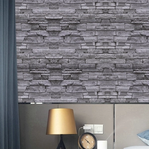 Carta da parati adesiva 3D effetto pietra grigio scuro per decorazione parete soggiorno