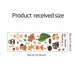 Détails du sticker mural animaux de la forêt avec dimensions de planche 30x90cm