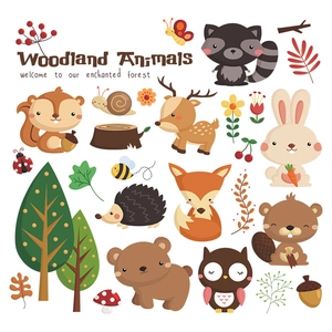 Stickers muraux animaux de la forêt avec cerf ours et renard pour chambre d'enfant