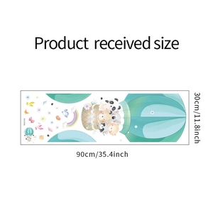 Detailed size layout of panda hot air balloon wall stickers measuring 30x90 cm