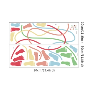 Colorful sensory path floor stickers with footprints for kindergarten classroom decoration