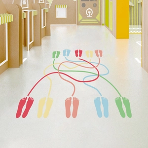 Colorful footprint path stickers set for kindergarten floor decoration and games