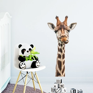 Cute giraffe wall sticker for kids' rooms, featuring realistic textures and a playful look