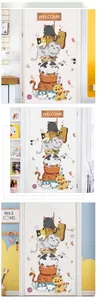 DIY cartoon cat wall decals with a Welcome sign for kids room decoration