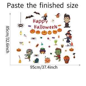 Cartoon Halloween wall sticker set with pumpkins and witches measuring 95cm x 85cm