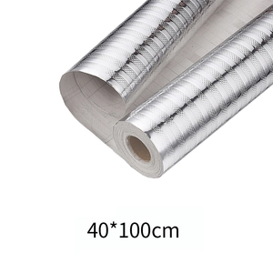 Silver self-adhesive kitchen foil roll 40x100cm with grid lines for easy cutting