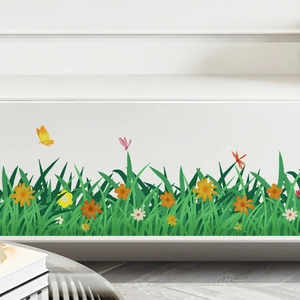 Spring butterfly flower garden wall stickers for living room and bedroom baseboard decor