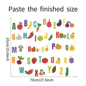 Tabella taglie per adesivi da parete alfabeto A-Z con frutta in 70x65cm