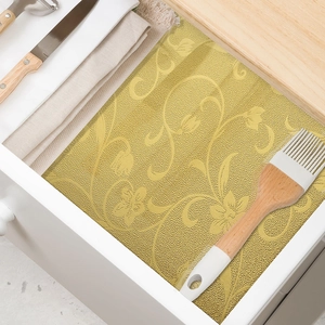 Self-adhesive gold floral embossed oil-proof wallpaper for kitchen cabinets and drawers