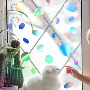 Holographic pebble window film with rainbow diffraction effect for home glass decor