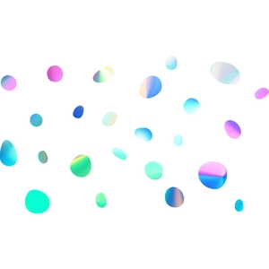 Close-up of holographic PET rainbow wall stickers in irregular cobblestone shapes