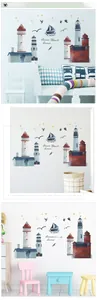 Lighthouse wall stickers set with sailing boats and birds for kids room wall decor