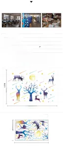 Detailed size specifications for Nordic style deer and galaxy star PVC wall sticker