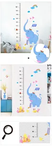 Detail of blue elephant height growth chart wall sticker measuring from 70cm to 170cm