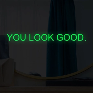 Luminous Mirror Wall Sticker You Look Good Slogan Glow In The Dark Fluorescent Vinyl Decal For Bathroom Living Room Home Decor