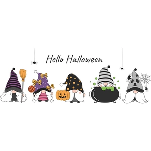Halloween gnomes wall stickers with pumpkin and candy designs for window decoration