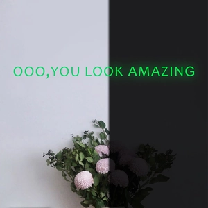 Luminous 'You Look Amazing' wall sticker with pink flowers on contrast background