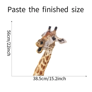 Dimensions détaillées du sticker mural girafe pour décoration de chambre d'enfant