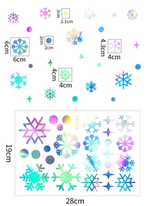 Detailed size specifications for laser holographic snowflake DIY wall stickers