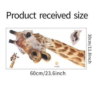 Mise en page détaillée du sticker mural girafe avec dimensions 30x60cm pour décoration