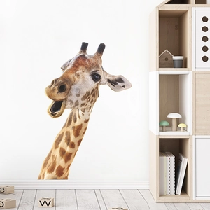 Sticker mural girafe mignon pour chambre d'enfant avec motifs réalistes et ambiance chaleureuse