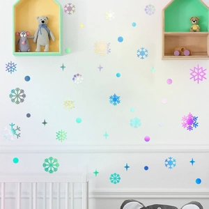 Holographic snowflake wall stickers with laser reflection for nursery and children's rooms