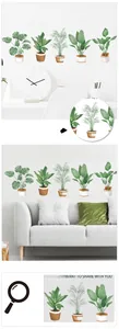 Close-up of PVC potted plant wall stickers with fine print detail and leaf texture