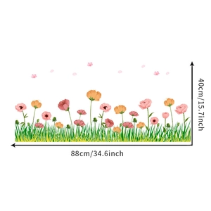 Detail showing the 88cm x 40cm dimensions of the floral baseboard wall sticker