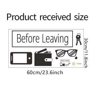 Detailed size layout of self-adhesive wall stickers with phone key and wallet icons