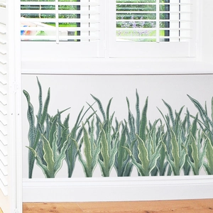 Nordic tropical snake plant wall stickers for home decor with green leaves on white base