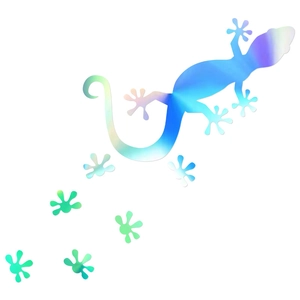 Holographic PET gecko wall sticker set with laser colorful reflective gradient effect