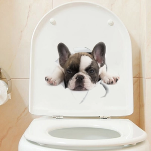 3D French Bulldog wall sticker with realistic hole effect for toilet or home decor