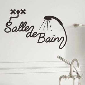 Minimalist black Salle de Bain wall sticker with shower head and faucet design