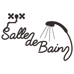 Minimalist black vinyl wall sticker with Salle de Bain text and shower faucet design
