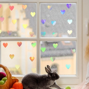 Adesivi Murali Cuore Olografici Pellicola PET Laser Arcobaleno Fai da Te Combinazione Cuore Adesivi Decorativi per Finestre Specchi